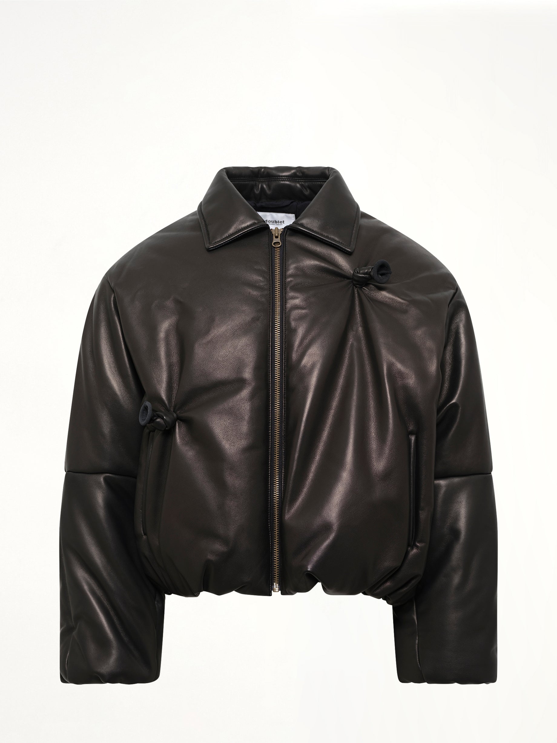 Inflated Balloon Leather Jacket in Black