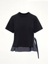 Light Weight Denim x Cotton Jersey T-Shirt in Navy/Blue