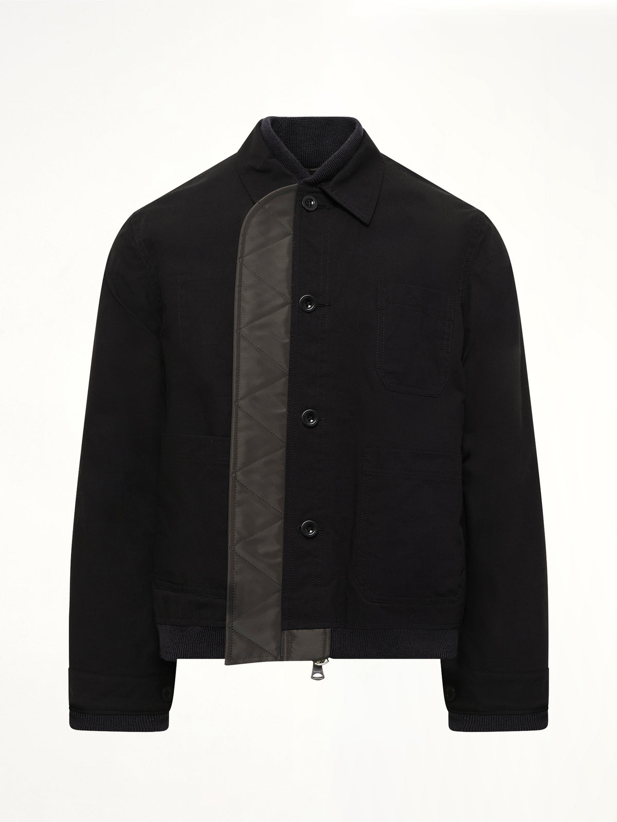 Nylon Twill x Rip Stop Reversible Blouson in Black/Dark Khaki