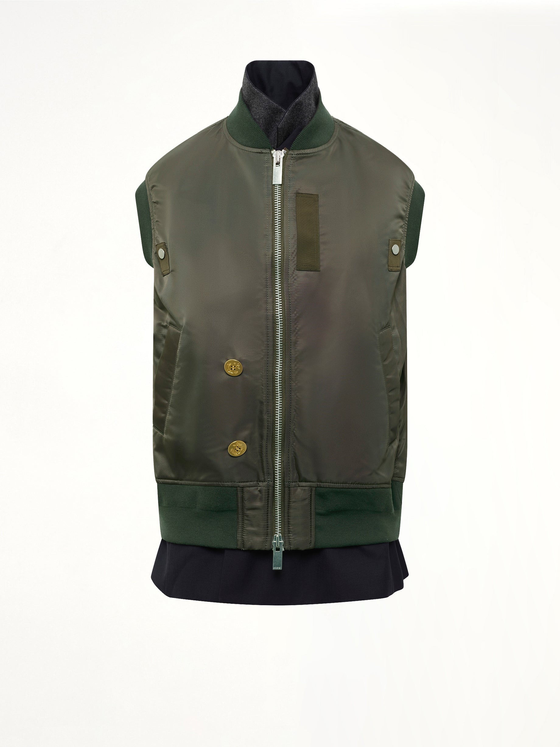 Nylon Twill x Suiting Vest in Navy/Dark Khaki