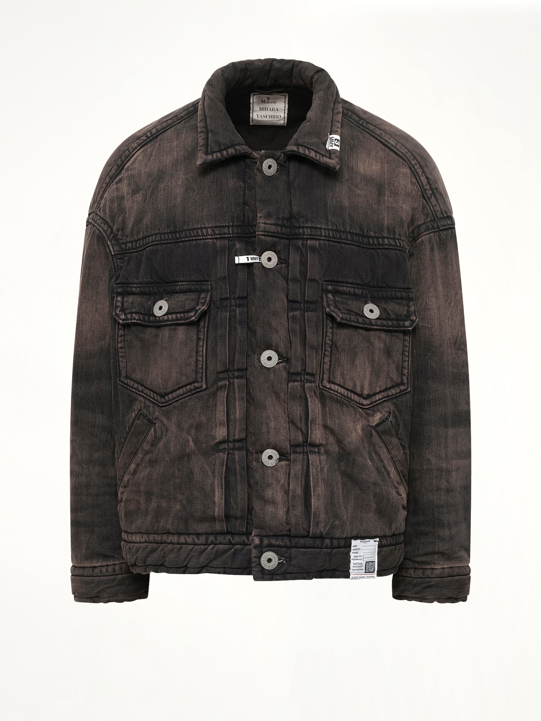 Puffer Denim Jacket in Black