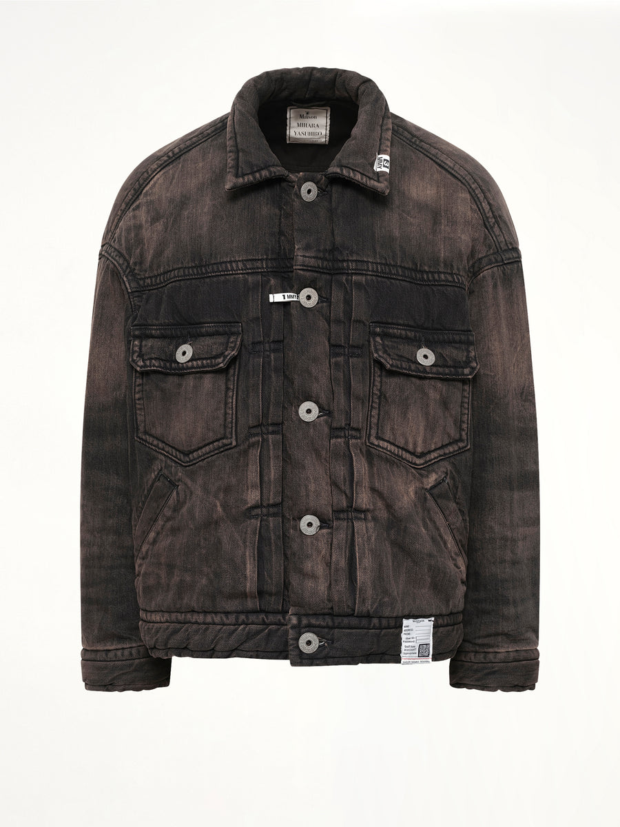 Puffer Denim Jacket in Black