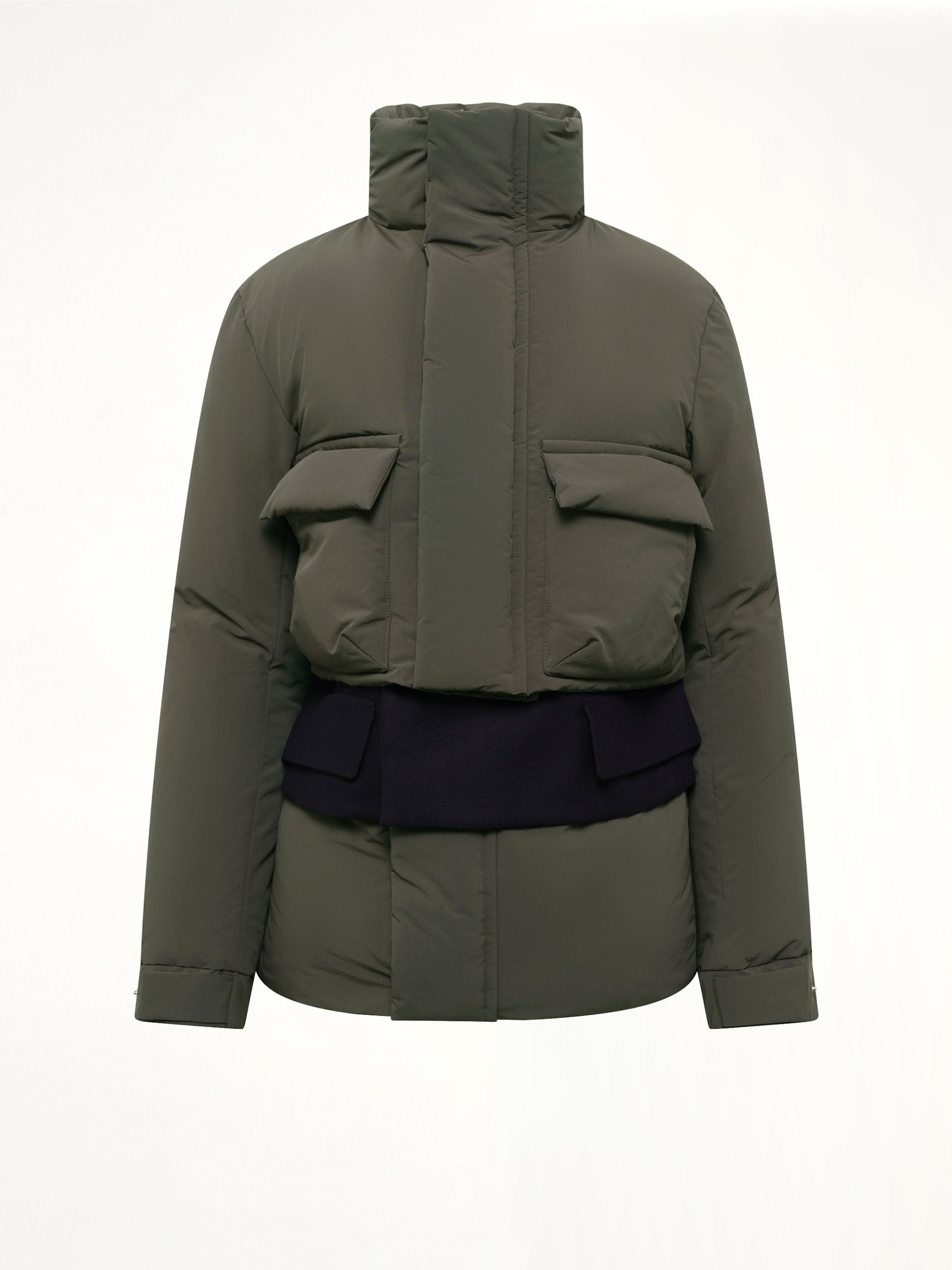 Puffer Jacket in Khaki/Navy