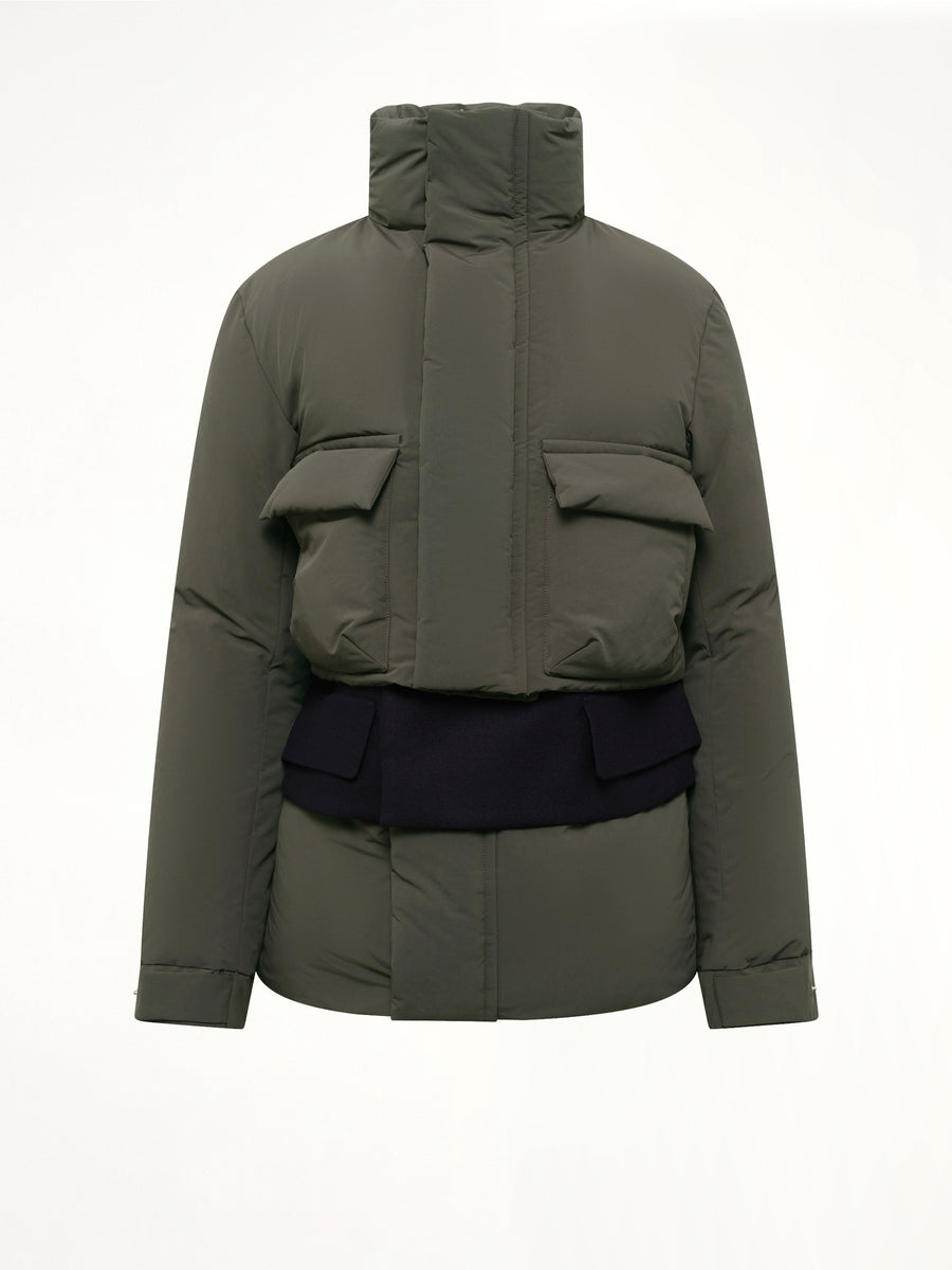 Puffer Jacket in Khaki/Navy