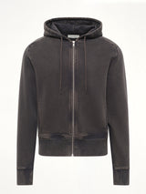 Slim Zip Up in Washed Black