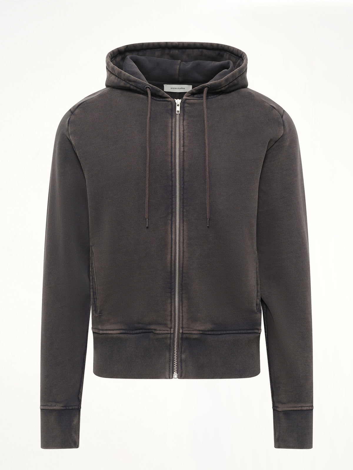 Slim Zip Up in Washed Black