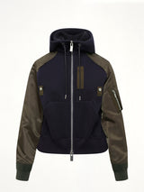 Sponge Sweat Zip Hoodie in Navy/Dark Khaki