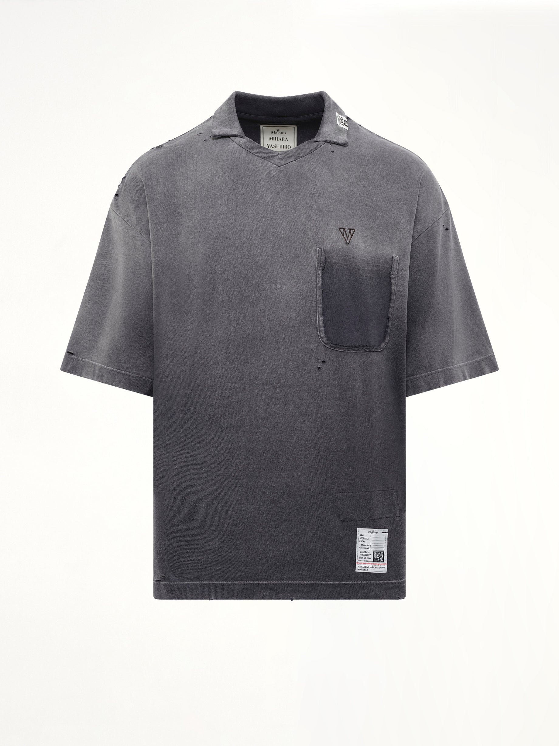 Sun Faded Collared T-Shirt in Black