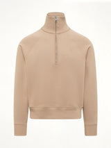 Embossed Ami De Coeur Zipped Sweatshirt in Beige