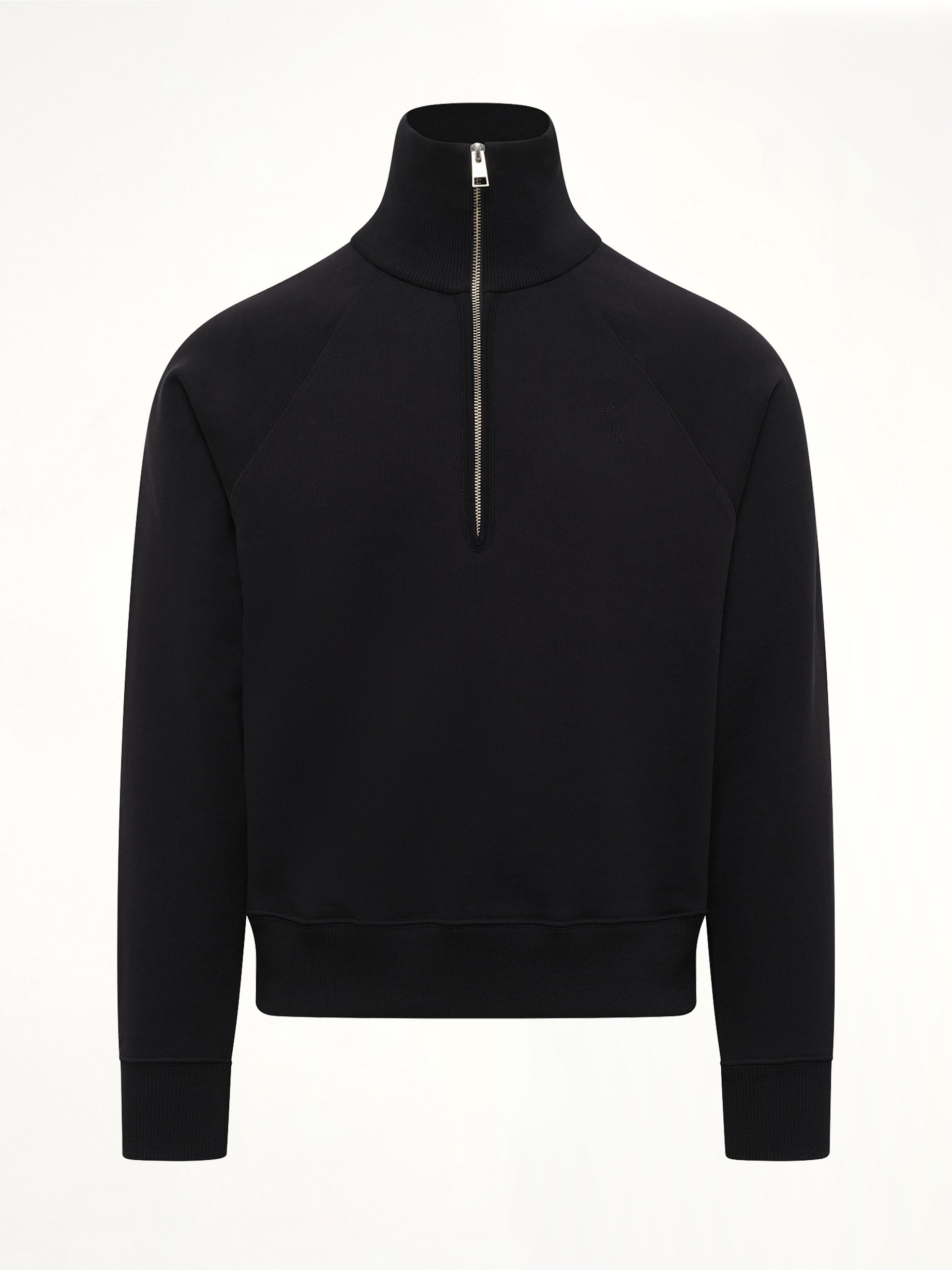 Embossed Ami De Coeur Zipped Sweatshirt  in Black