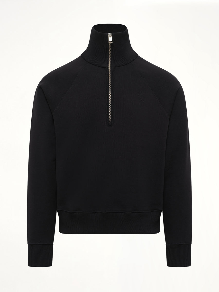 Embossed Ami De Coeur Zipped Sweatshirt  in Black