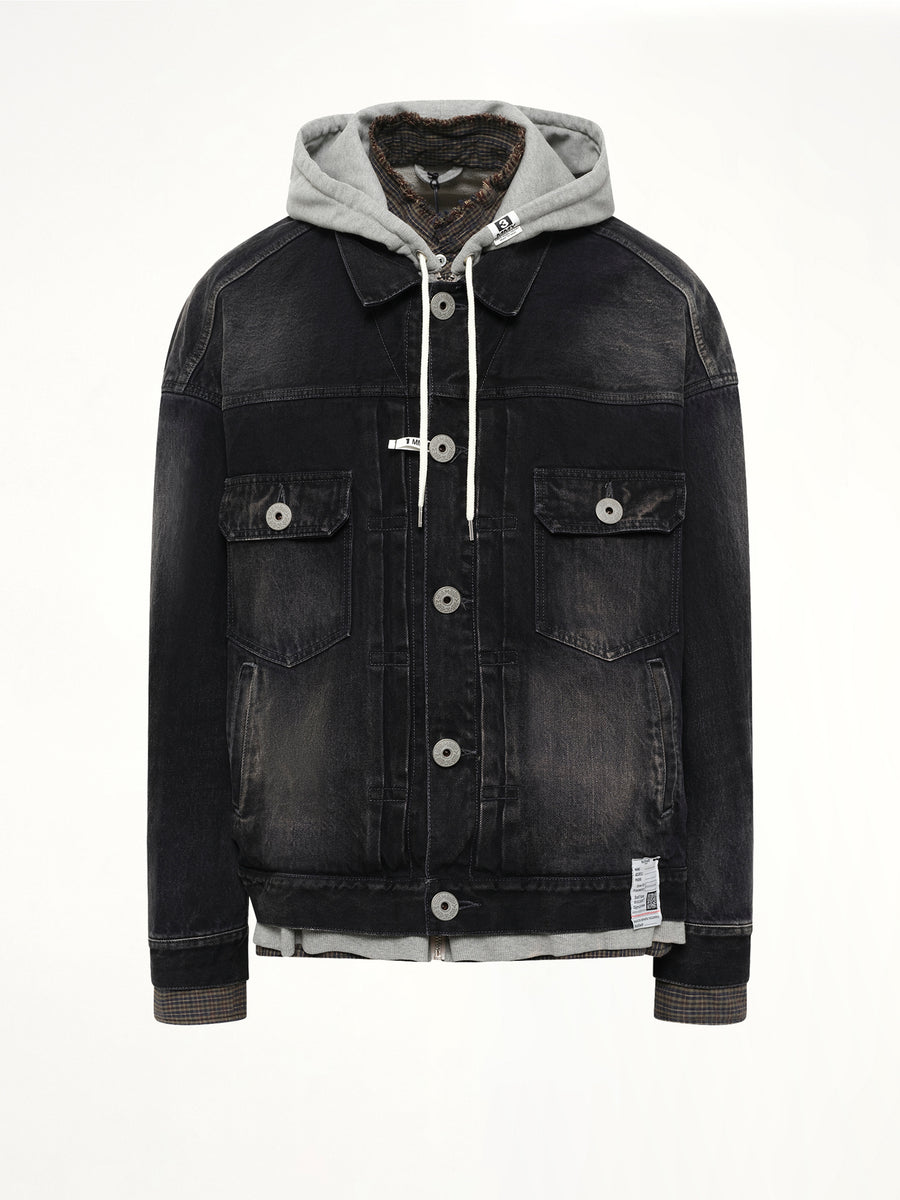 Triple Layered Denim Jacket in Black