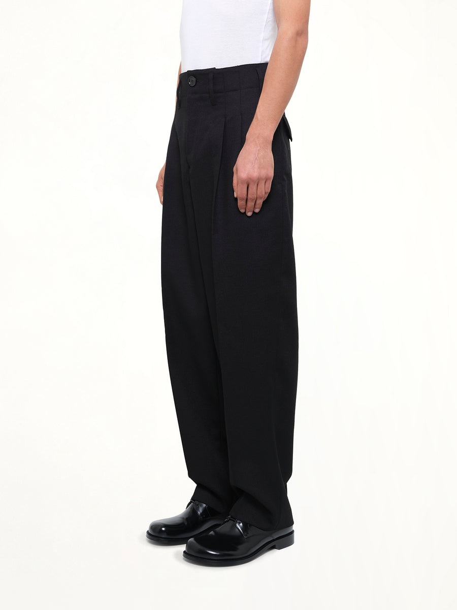 2 Pleats Suit Trouser in Black