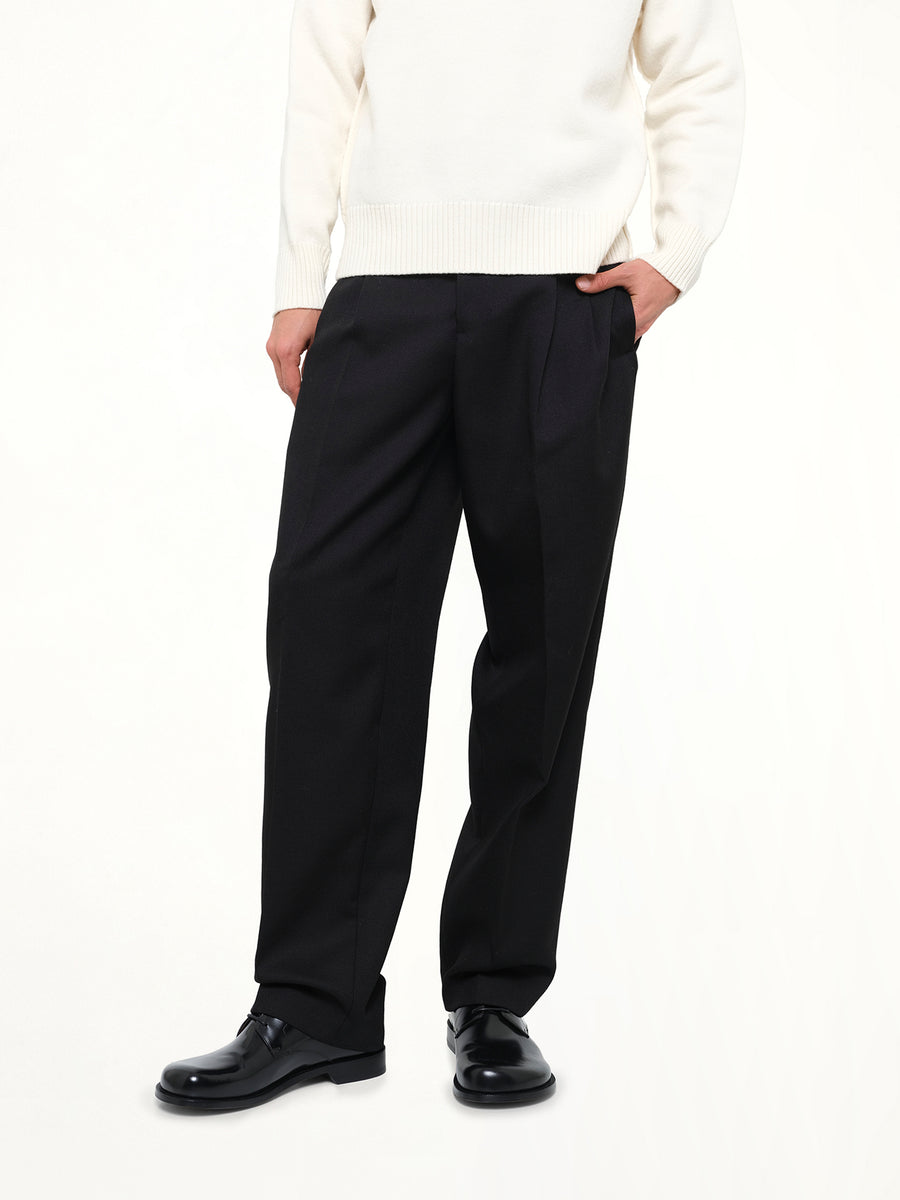 2 Pleats Suit Trouser in Black
