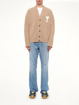 Ami De Coeur V Neck Cardigan in Beige