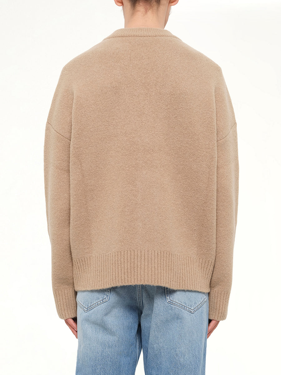 Ami De Coeur V Neck Cardigan in Beige