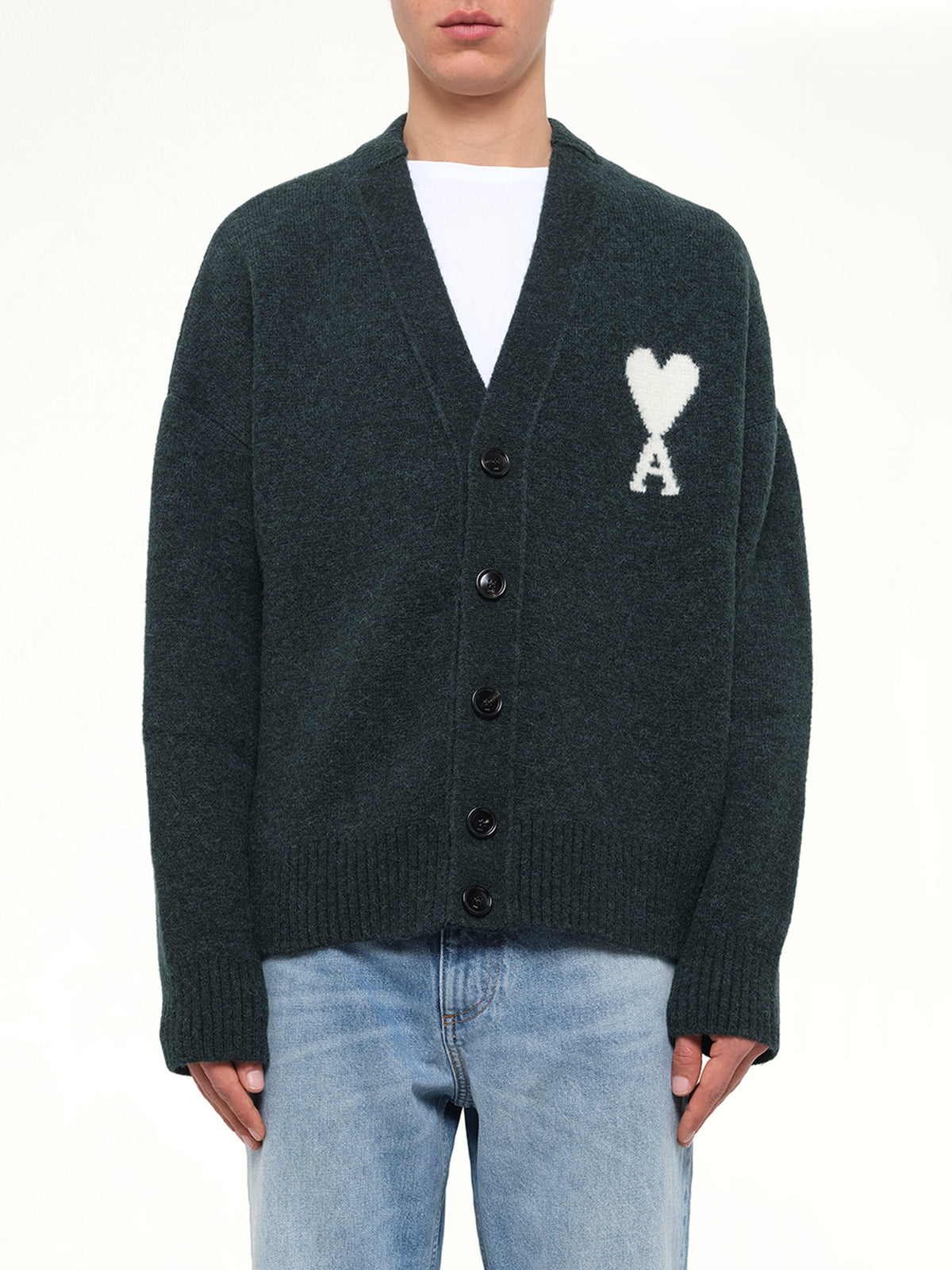 Ami De Coeur V Neck Cardigan in Green