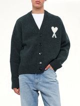 Ami De Coeur V Neck Cardigan in Green