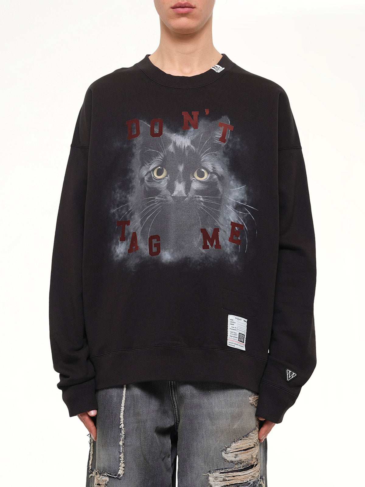Cat Printed Sweatshirt in Black