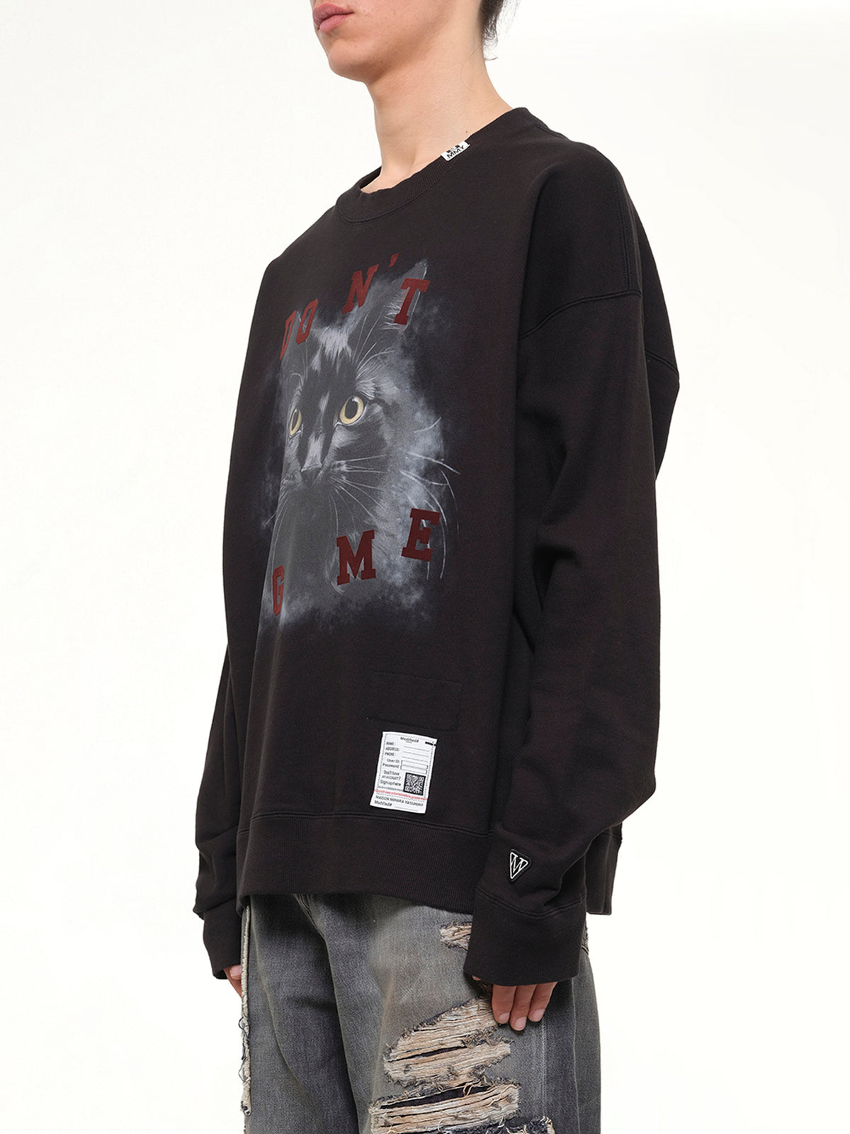 Cat Printed Sweatshirt in Black