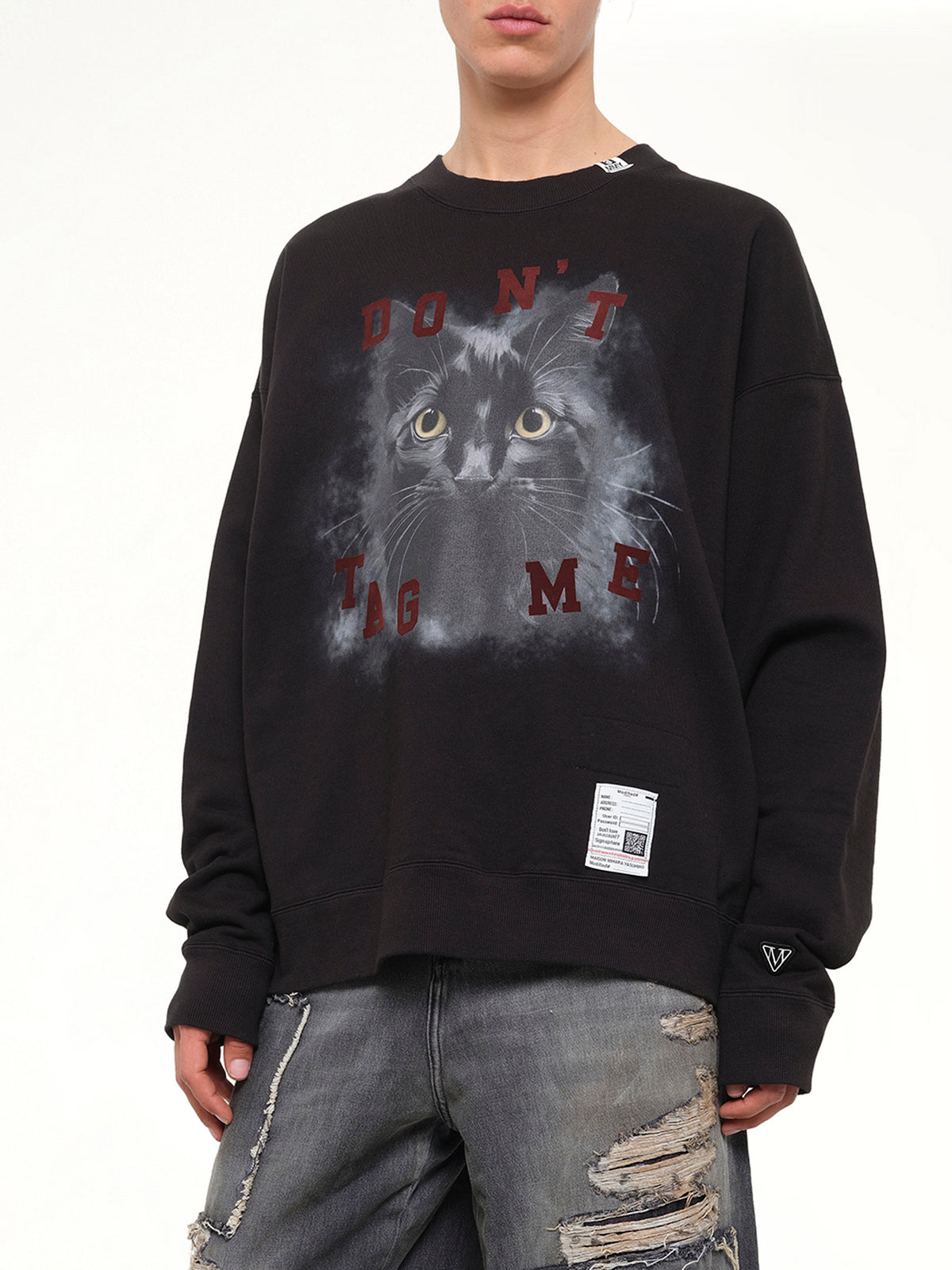 Cat Printed Sweatshirt in Black