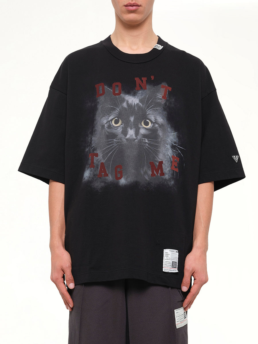 Cat Printed T-Shirt in Black