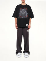 Cat Printed T-Shirt in Black