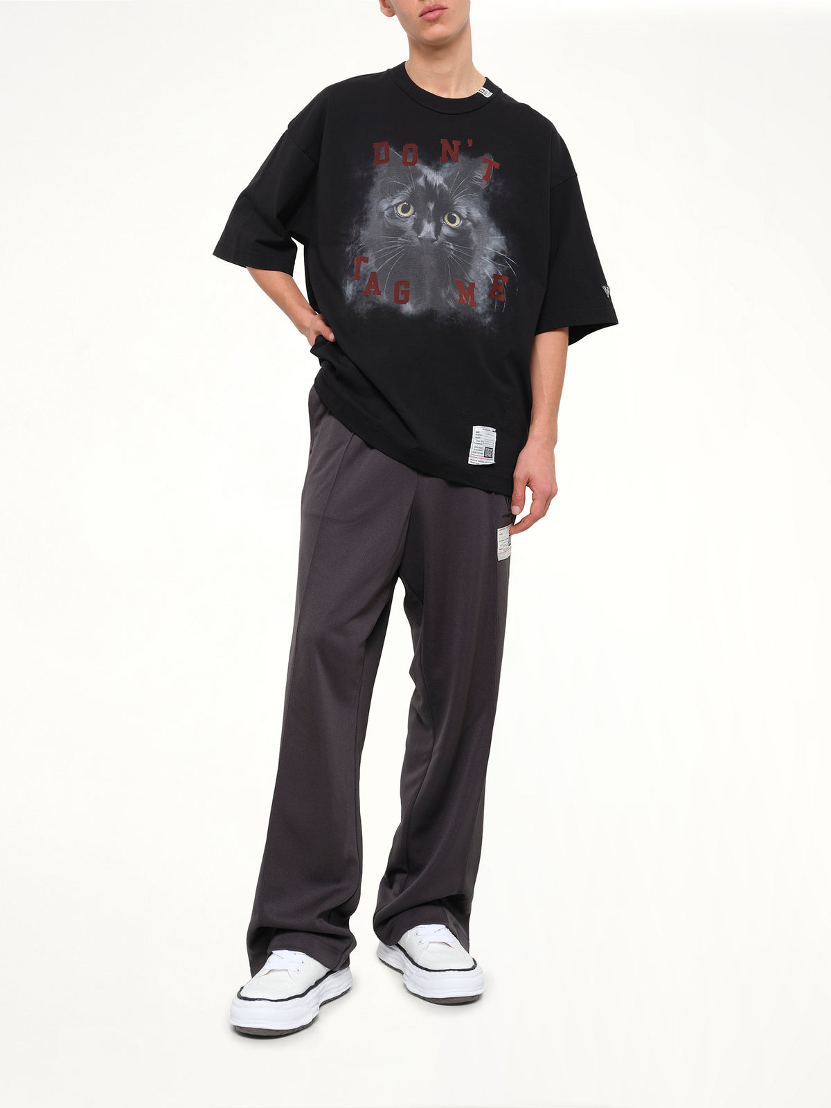 Cat Printed T-Shirt in Black