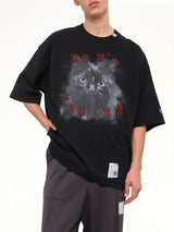 Cat Printed T-Shirt in Black