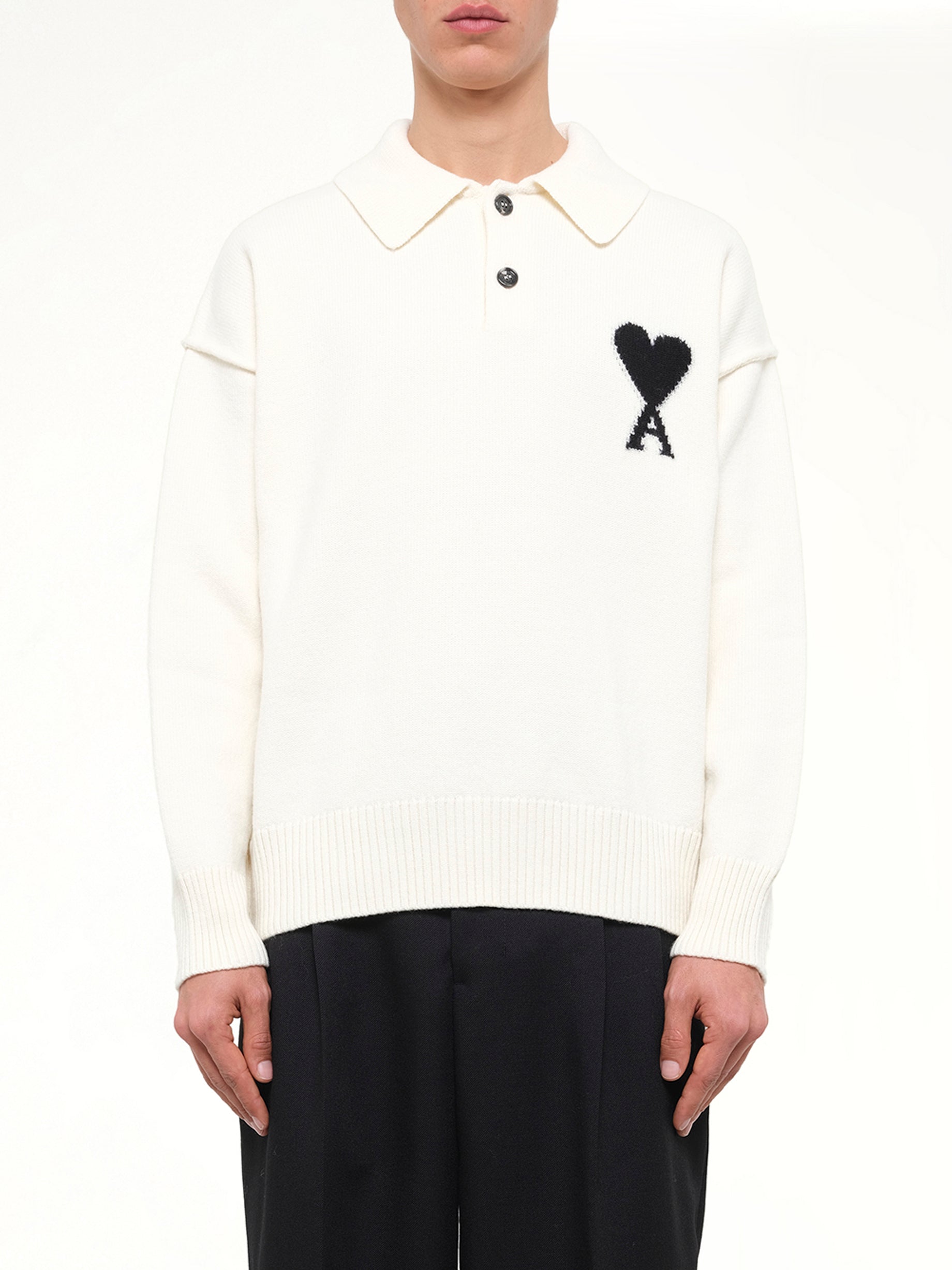 Ami De Coeur Polo Sweater in Off White