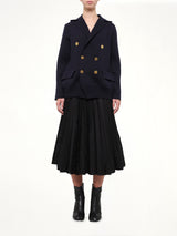 Cotton Cashmere Knit Jacket in Navy