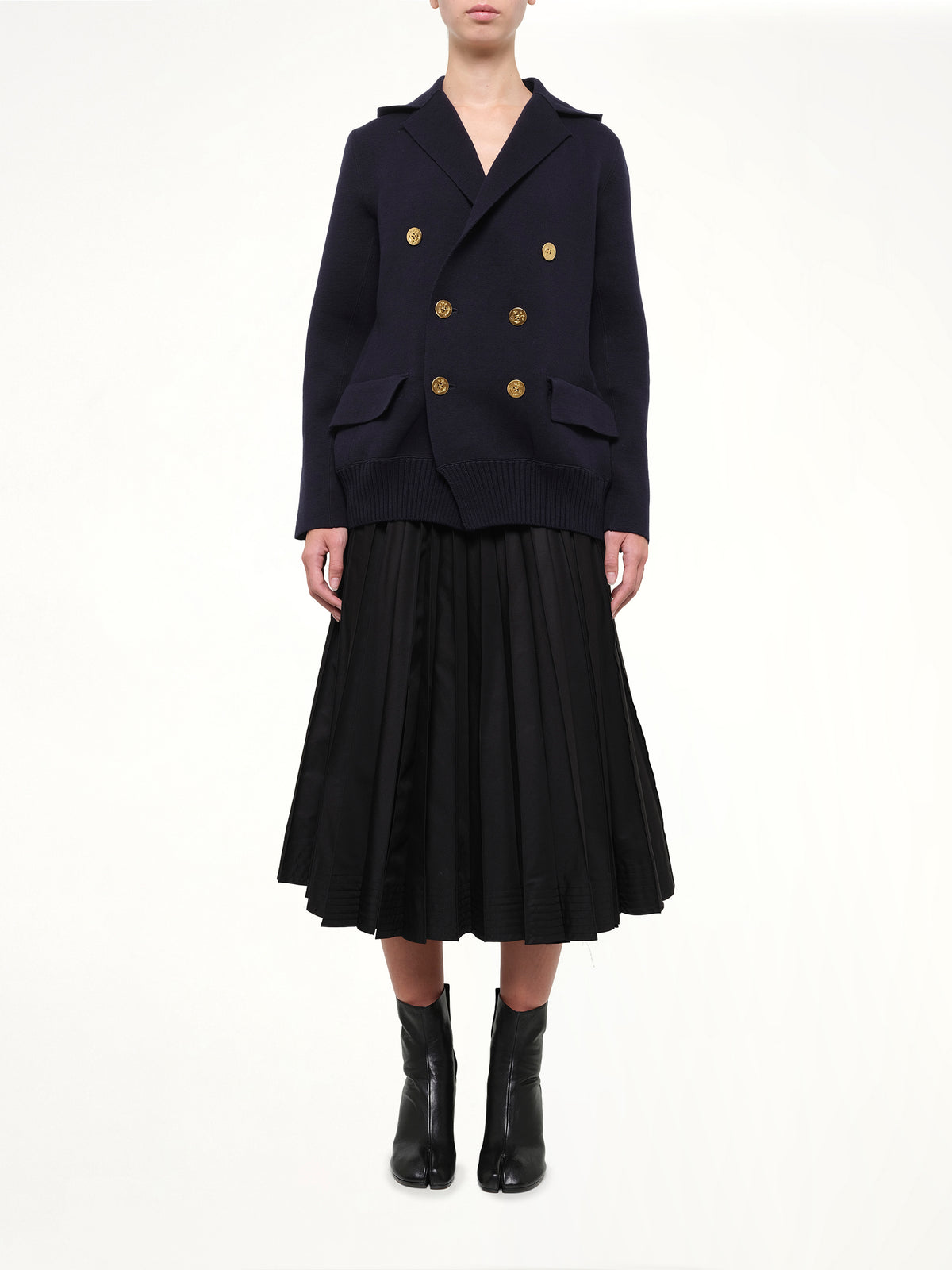 Cotton Cashmere Knit Jacket in Navy