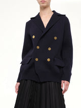Cotton Cashmere Knit Jacket in Navy