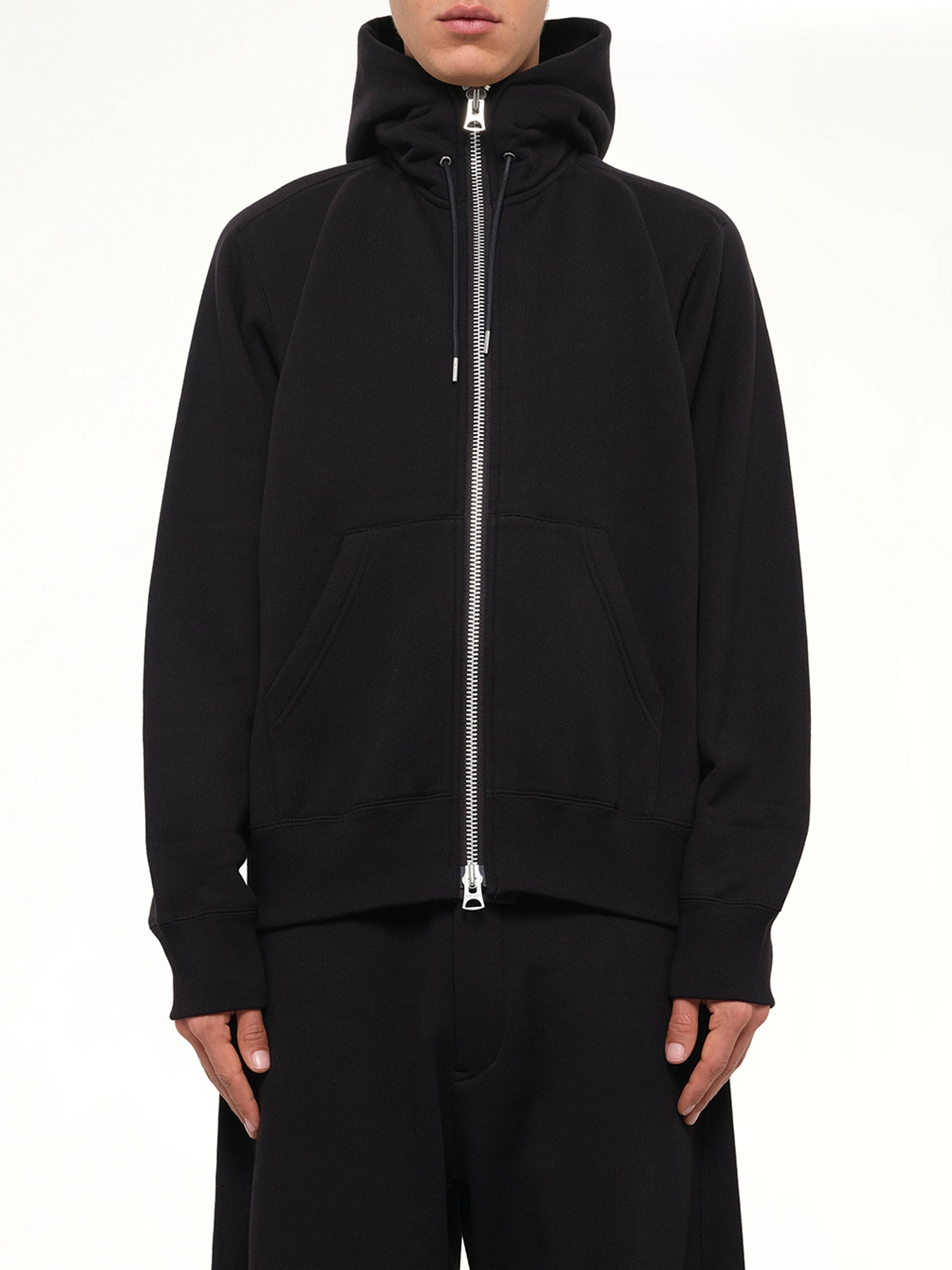 Cotton Jersey Hoodie in Black