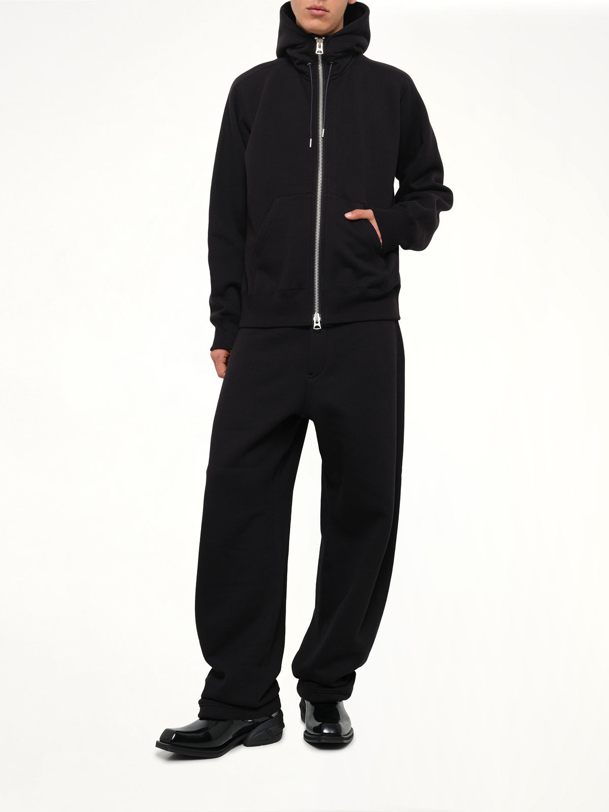 Cotton Jersey Hoodie in Black