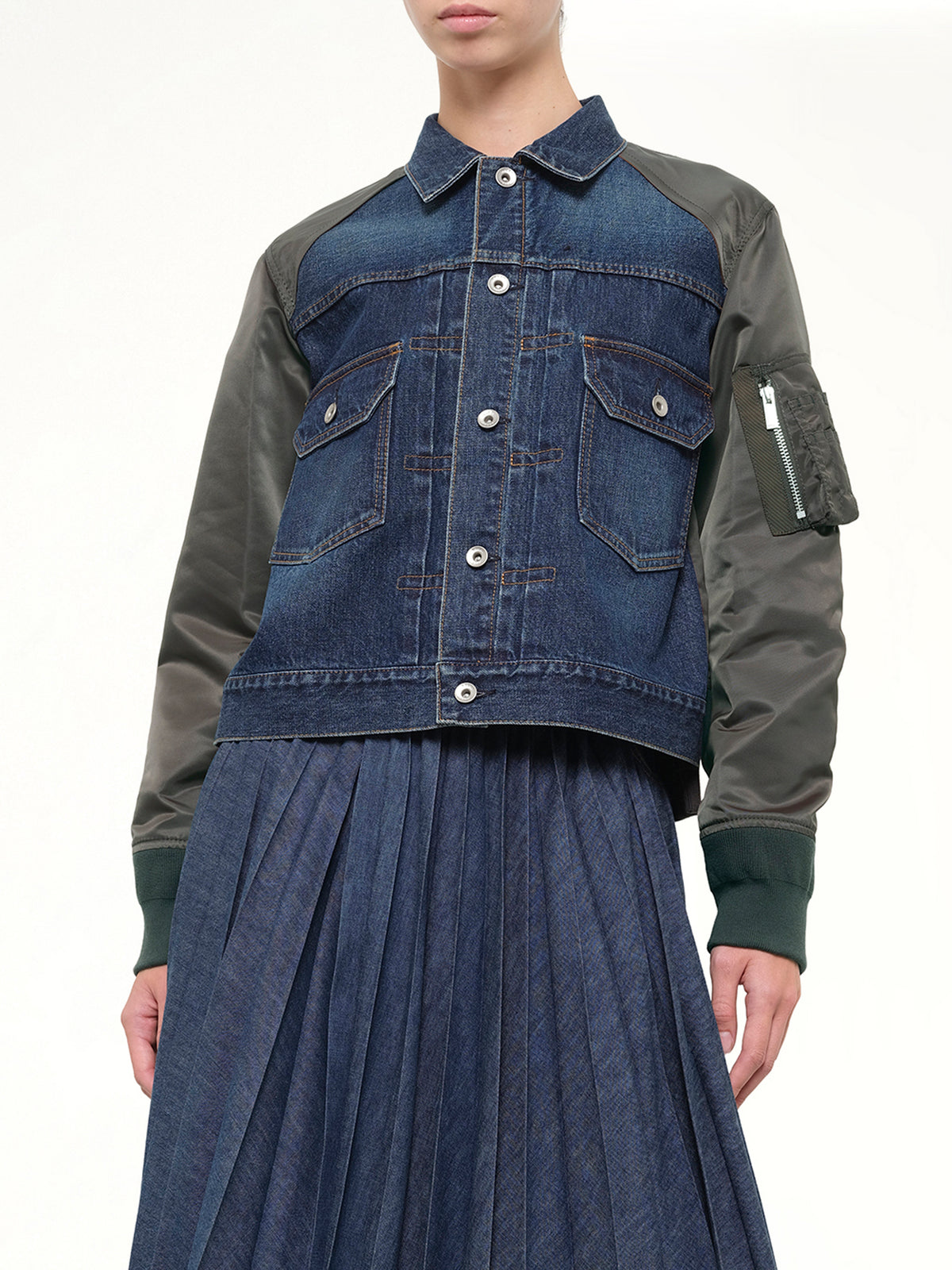 Denim Blouson in Blue/Dark Khaki