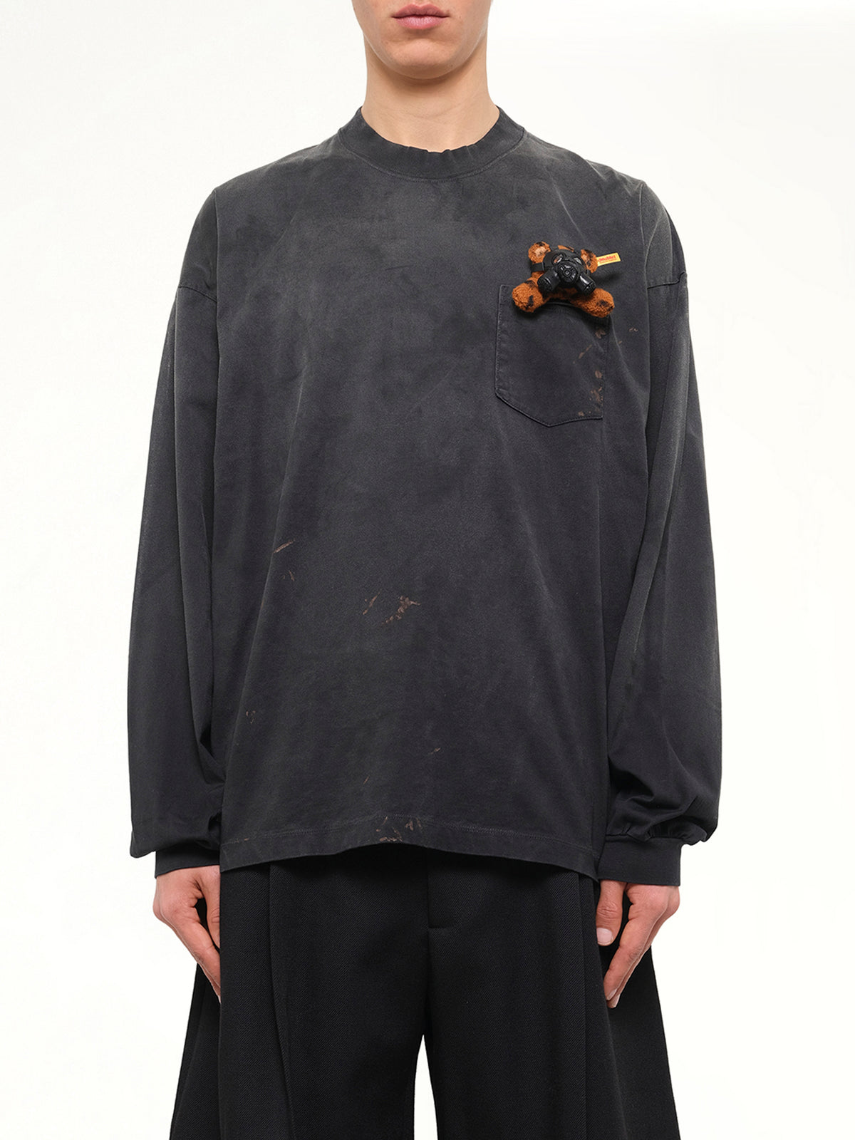 Gas Mask Bear Long Sleeve T-Shirt in Black