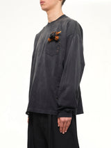 Gas Mask Bear Long Sleeve T-Shirt in Black