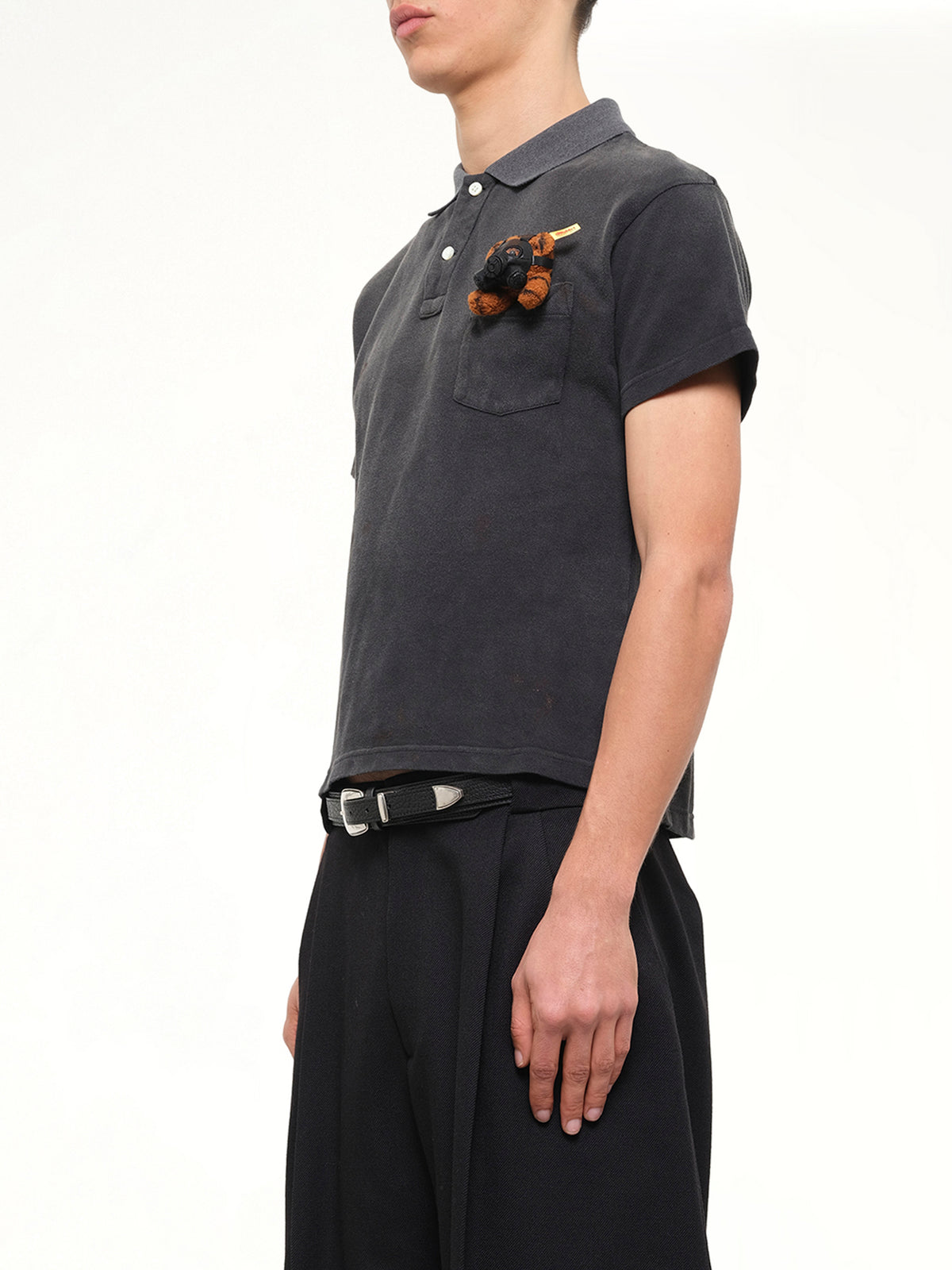 Gas Mask Bear Polo Shirt in Black