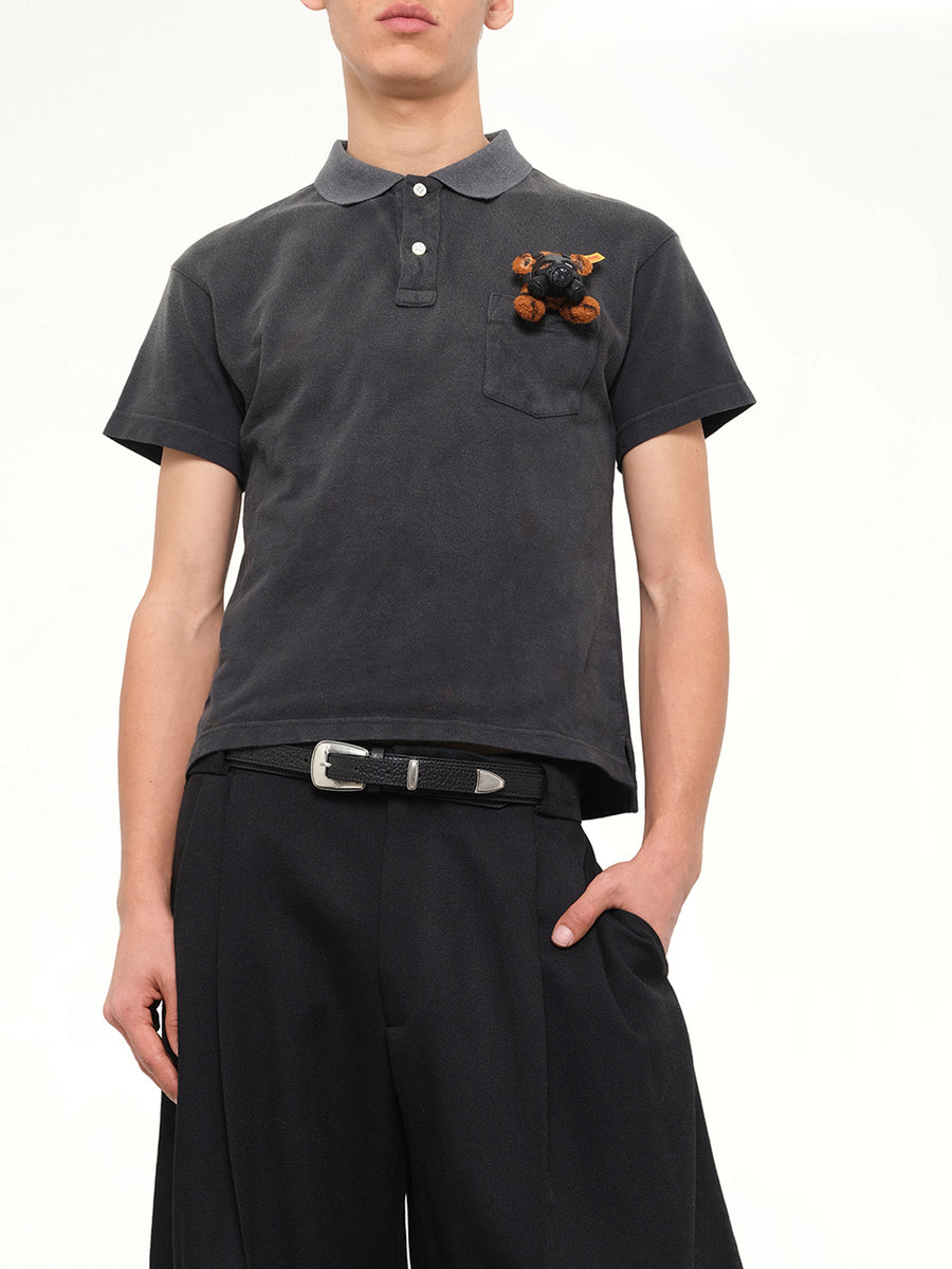 Gas Mask Bear Polo Shirt in Black