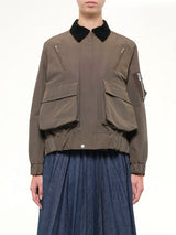 Grosgrain Bonding Blouson in Brown/Dark Khaki