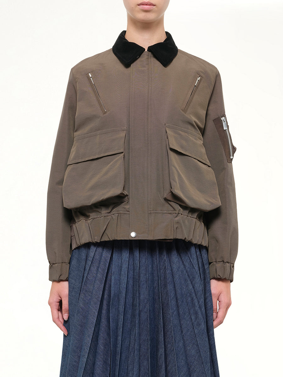 Grosgrain Bonding Blouson in Brown/Dark Khaki