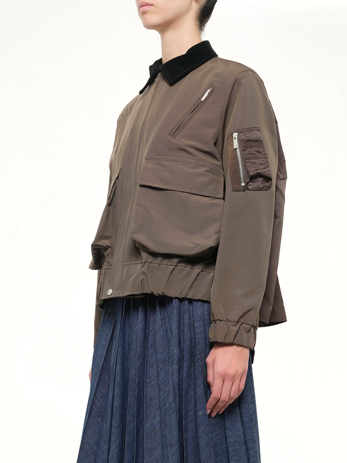 Grosgrain Bonding Blouson in Brown/Dark Khaki