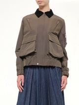 Grosgrain Bonding Blouson in Brown/Dark Khaki