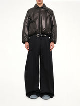 Inflated Balloon Leather Jacket in Black