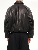 Inflated Balloon Leather Jacket in Black