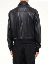 Lamb Leather Zipped Jacket in Black