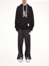 Leon Printed Sweat Hoodie in Black