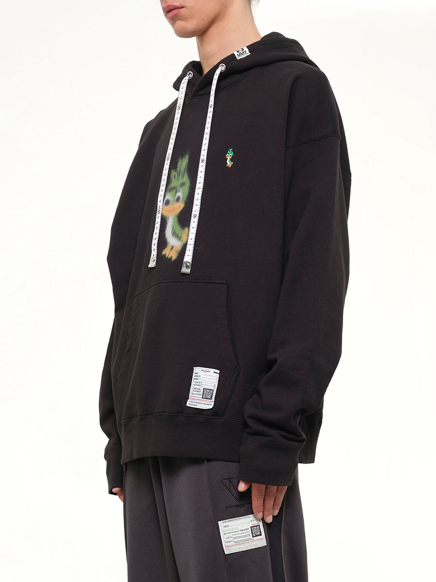 Leon Printed Sweat Hoodie in Black