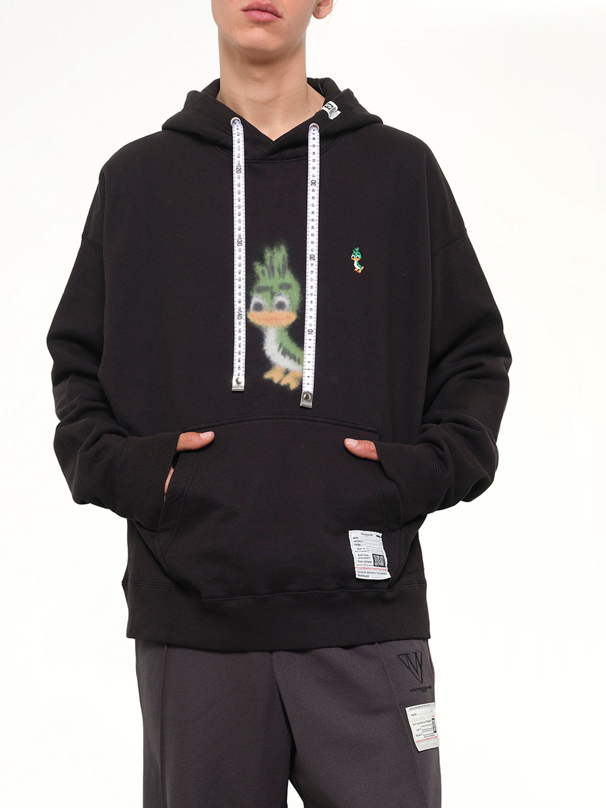 Leon Printed Sweat Hoodie in Black
